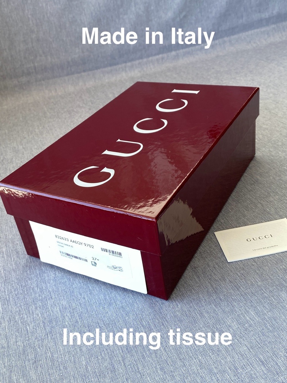 Authentic GUCCI | Glossy Wine Red Box + Tissue Booklet Gift Decoration Storage